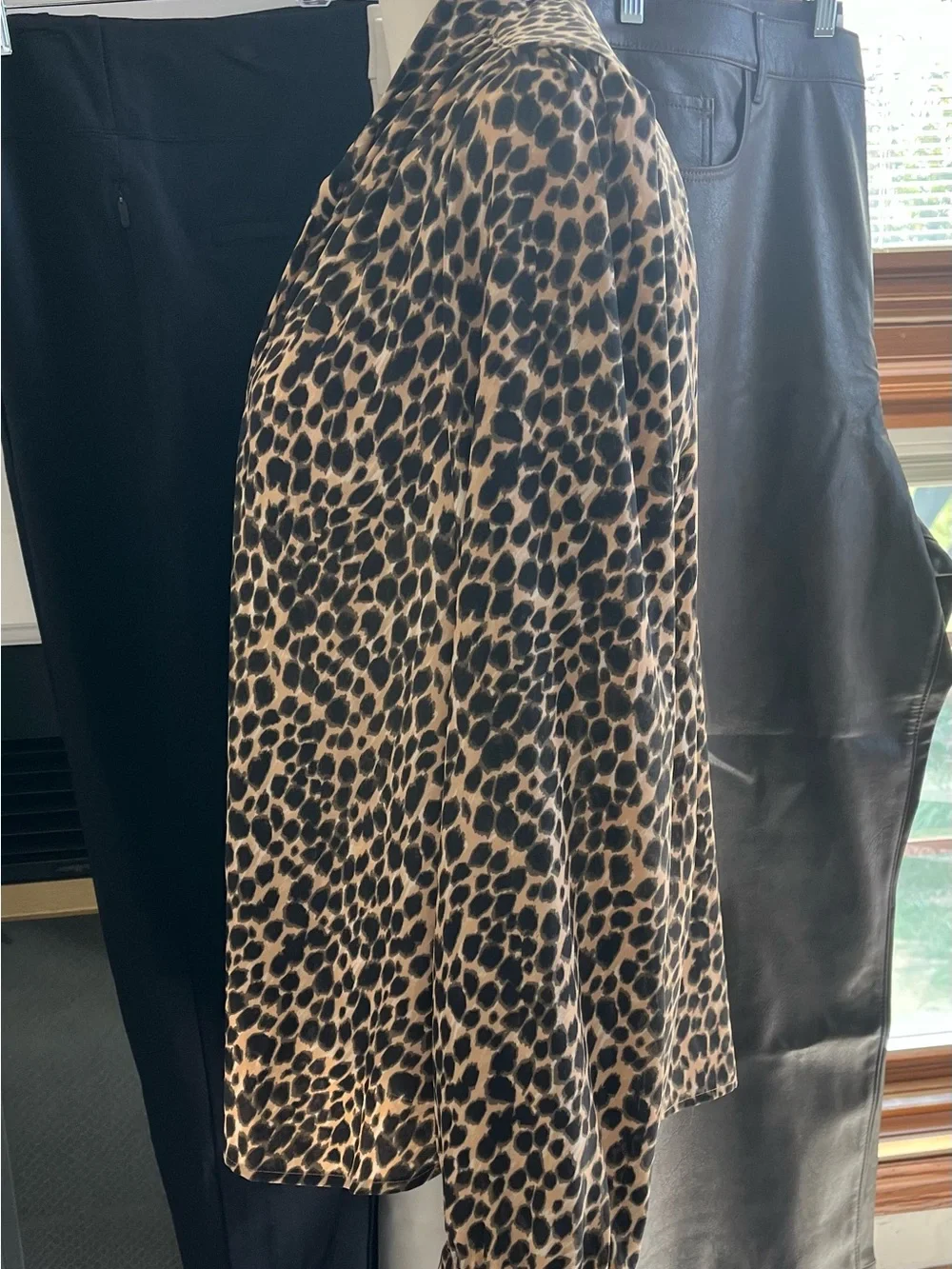 J. Crew Animal Print Long Sleeve Button Down Blouse with a Tie